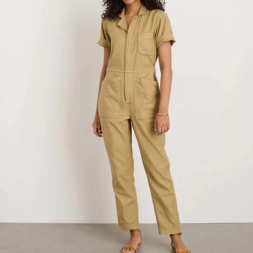 Alex Mill Short Sleeve Zip Jumpsuit Romper VTG Khaki Size XLarge (XL)